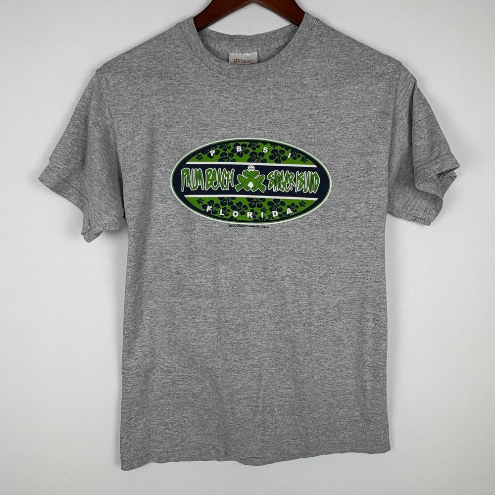 Hanes Palm Beach Graphic T-Shirt Vintage 2002 Florida Frog Tee
